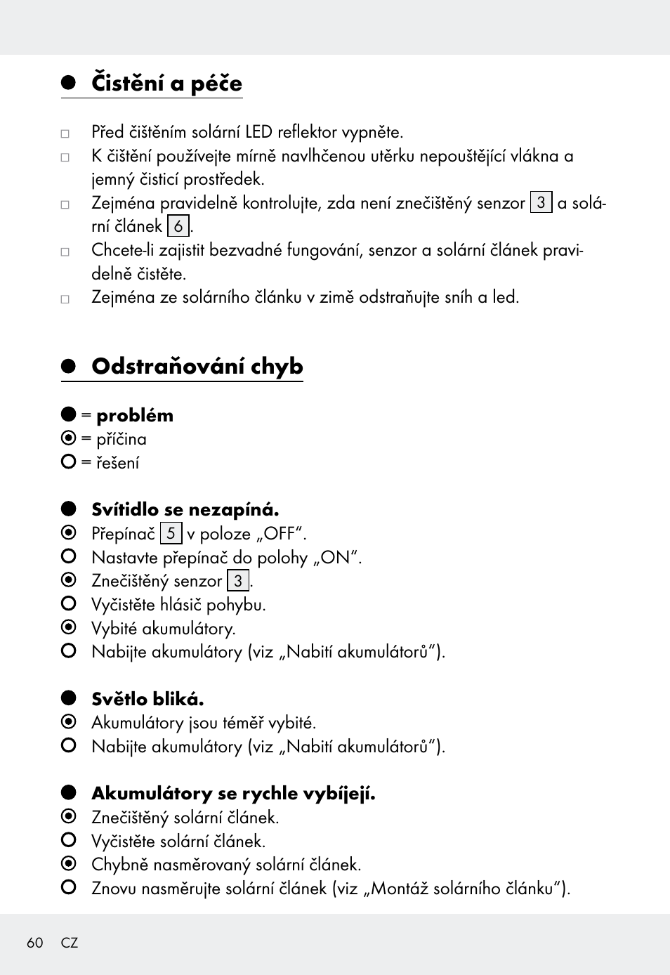 Čistění a péče, Odstraňování chyb | Livarno Z31999 User Manual | Page 60 / 85