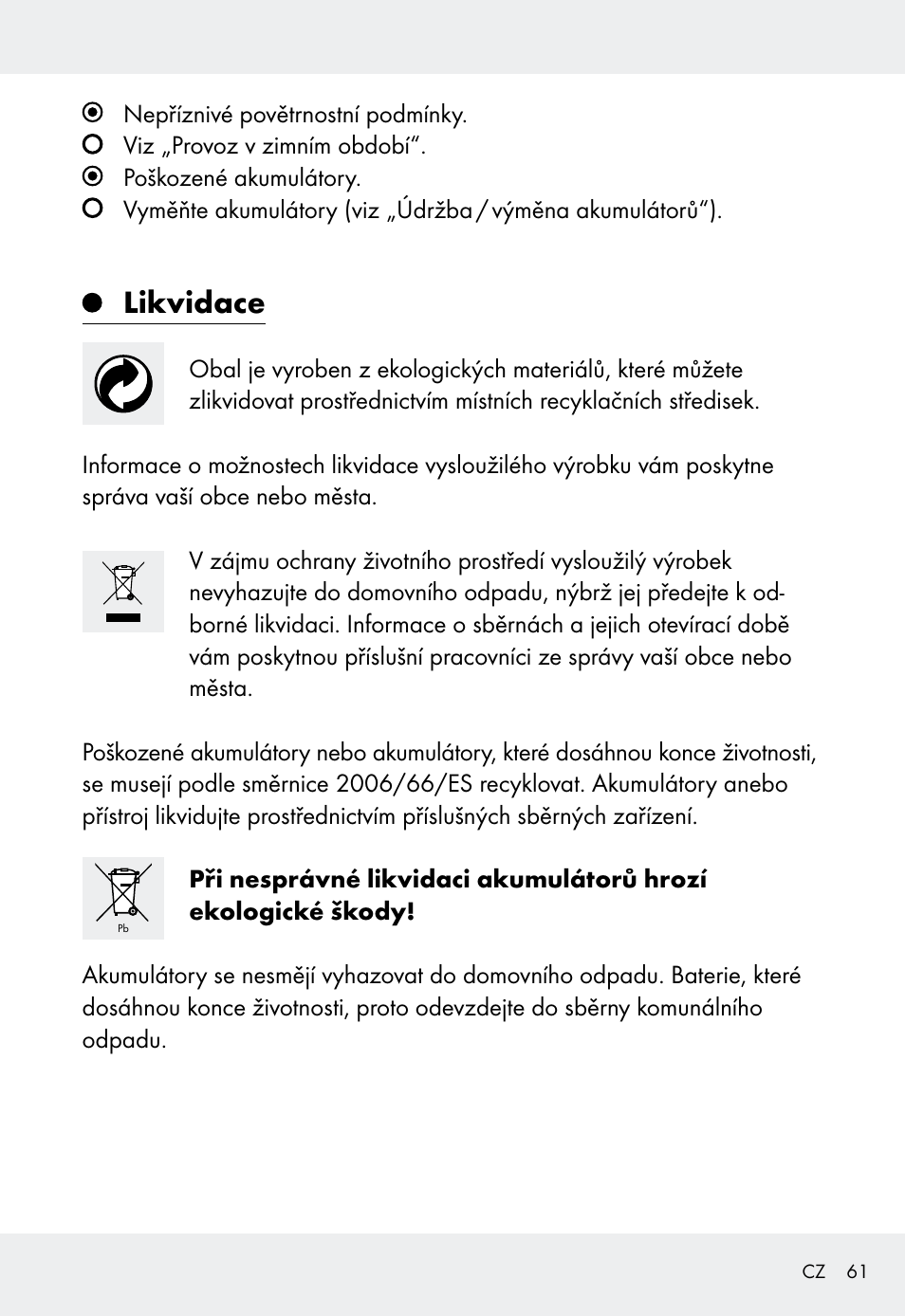 Likvidace | Livarno Z31999 User Manual | Page 61 / 85