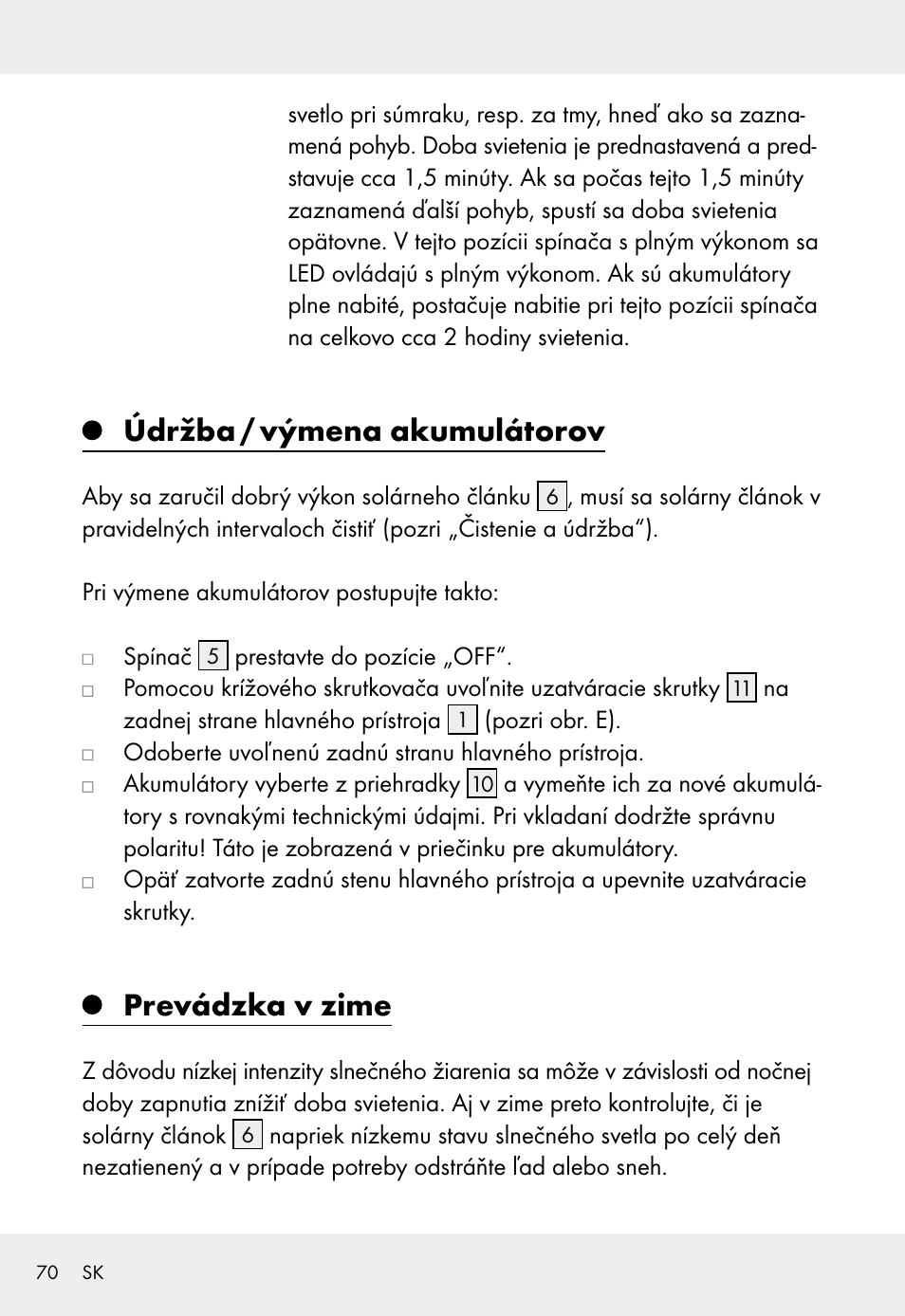 Údržba / výmena akumulátorov, Prevádzka v zime | Livarno Z31999 User Manual | Page 70 / 85