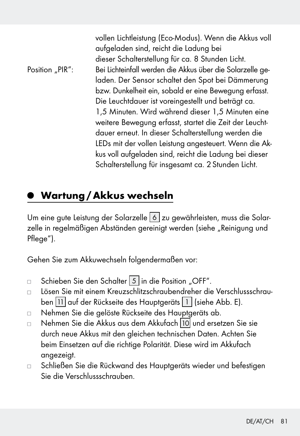 Wartung / akkus wechseln | Livarno Z31999 User Manual | Page 81 / 85