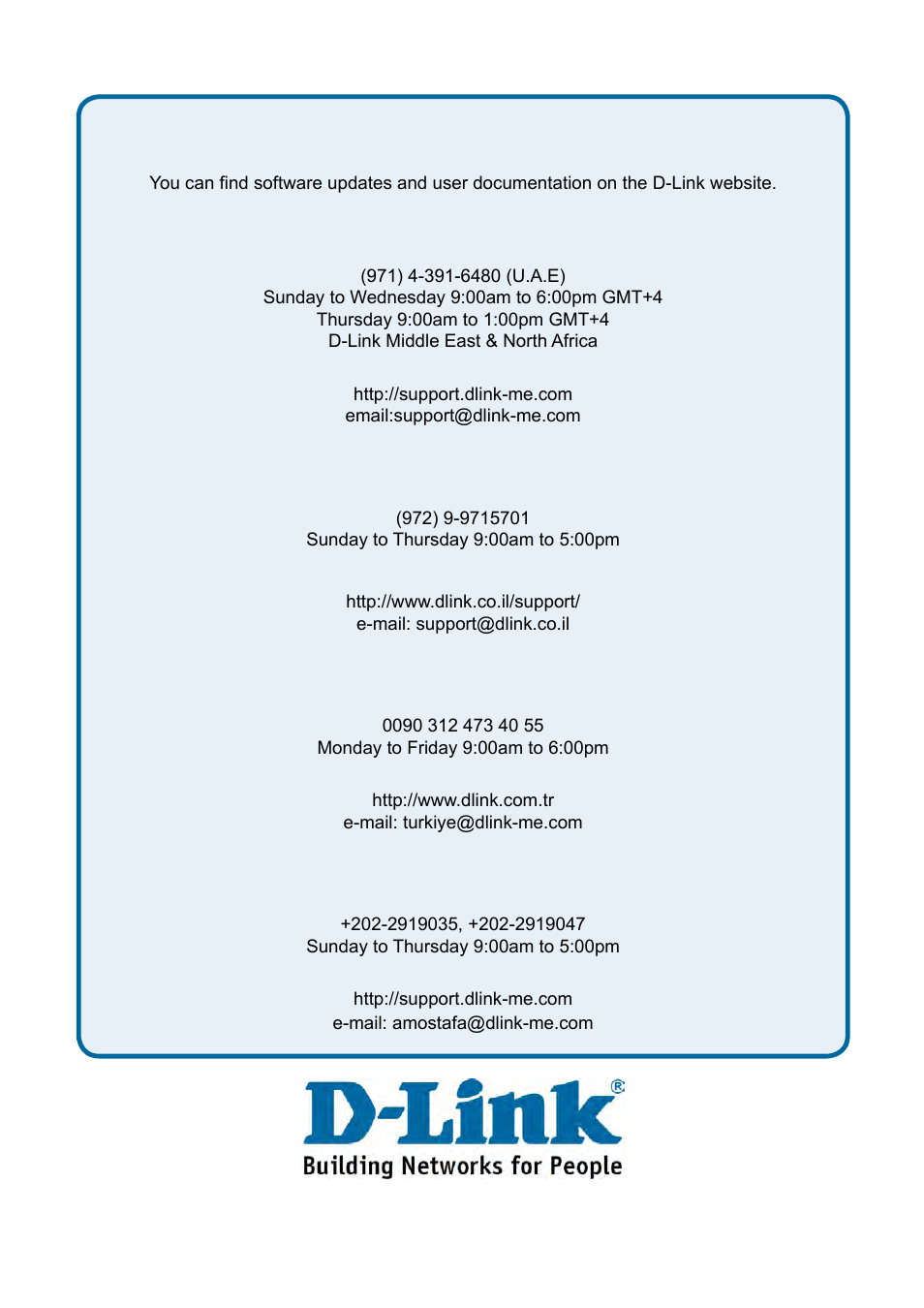 Technical support, Tech support for customers within israel, Tech support for customers within turkey | Tech support for customers within egypt | D-Link DES-1228P User Manual | Page 76 / 100