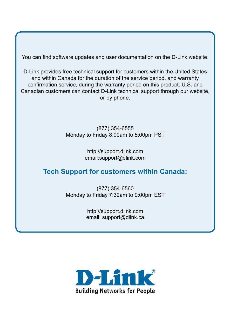 Technical support, Tech support for customers within canada | D-Link DES-1228P User Manual | Page 83 / 100