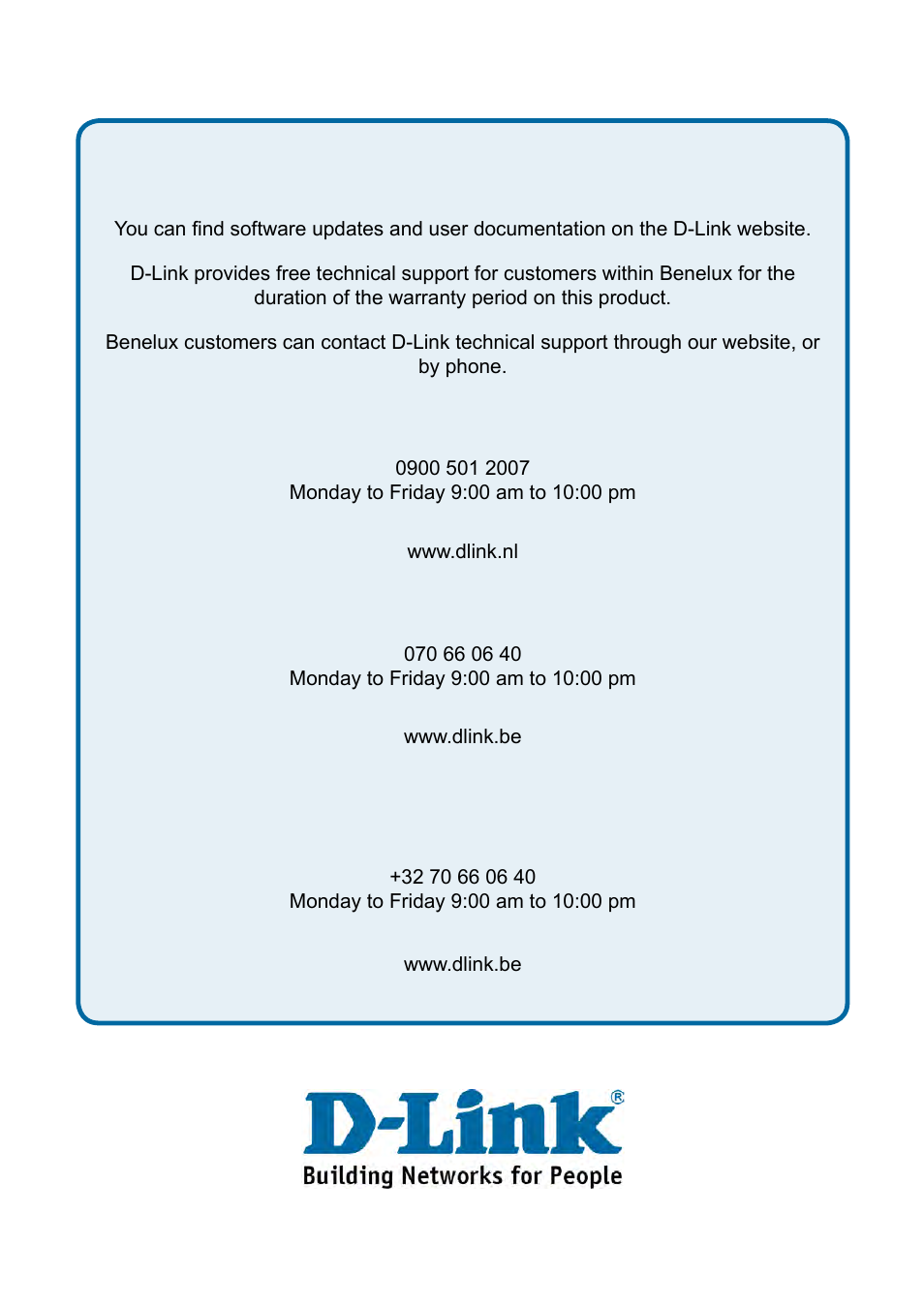 Technical support, Tech support for customers within the netherlands, Tech support for customers within belgium | Tech support for customers within luxemburg | D-Link DES-1228P User Manual | Page 89 / 100