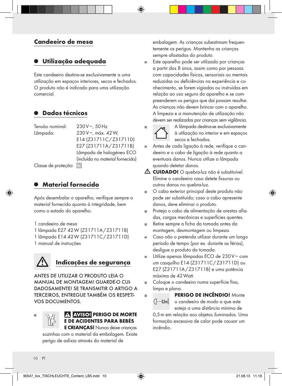 Candeeiro de mesa, Utilização adequada, Dados técnicos | Material fornecido, Indicações de segurança | Livarno Z31711..-BS User Manual | Page 10 / 17