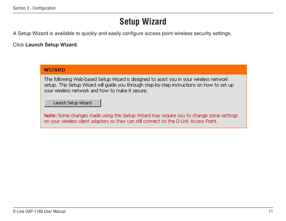 Setup wizard | D-Link DAP-1160 User Manual | Page 11 / 59