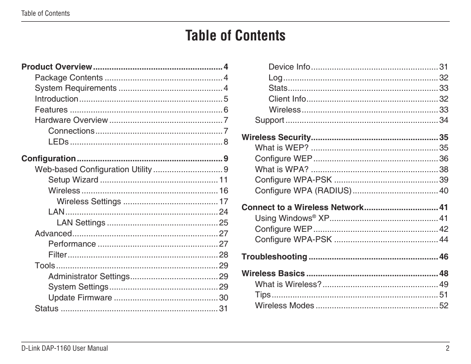 D-Link DAP-1160 User Manual | Page 2 / 59