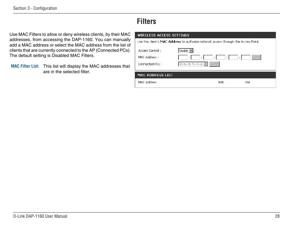 Filters | D-Link DAP-1160 User Manual | Page 28 / 59