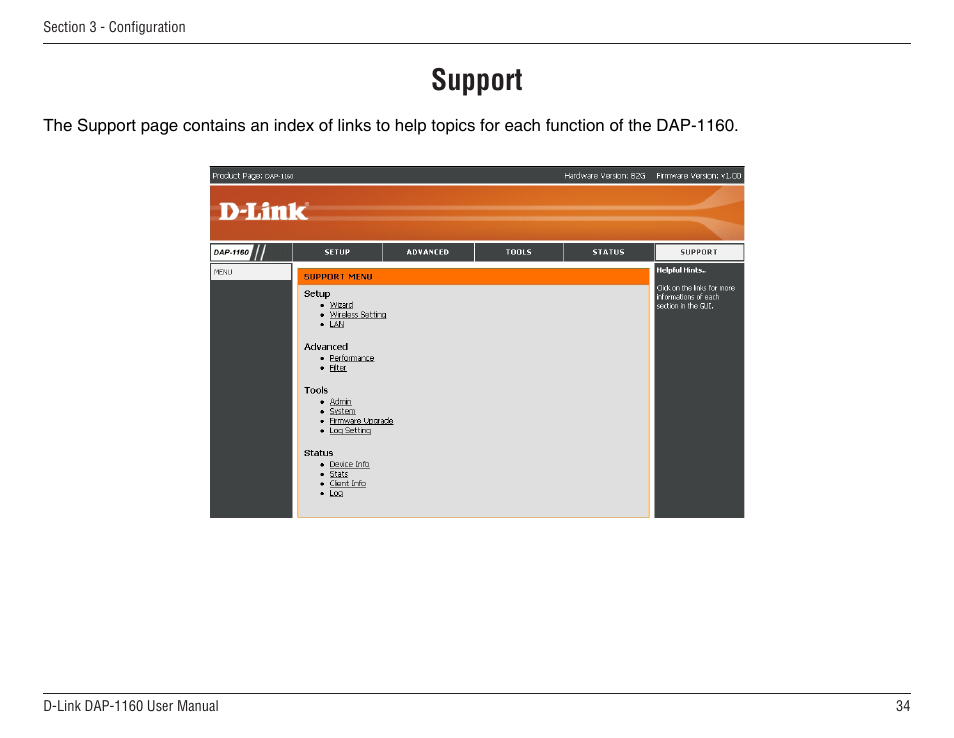 Support | D-Link DAP-1160 User Manual | Page 34 / 59