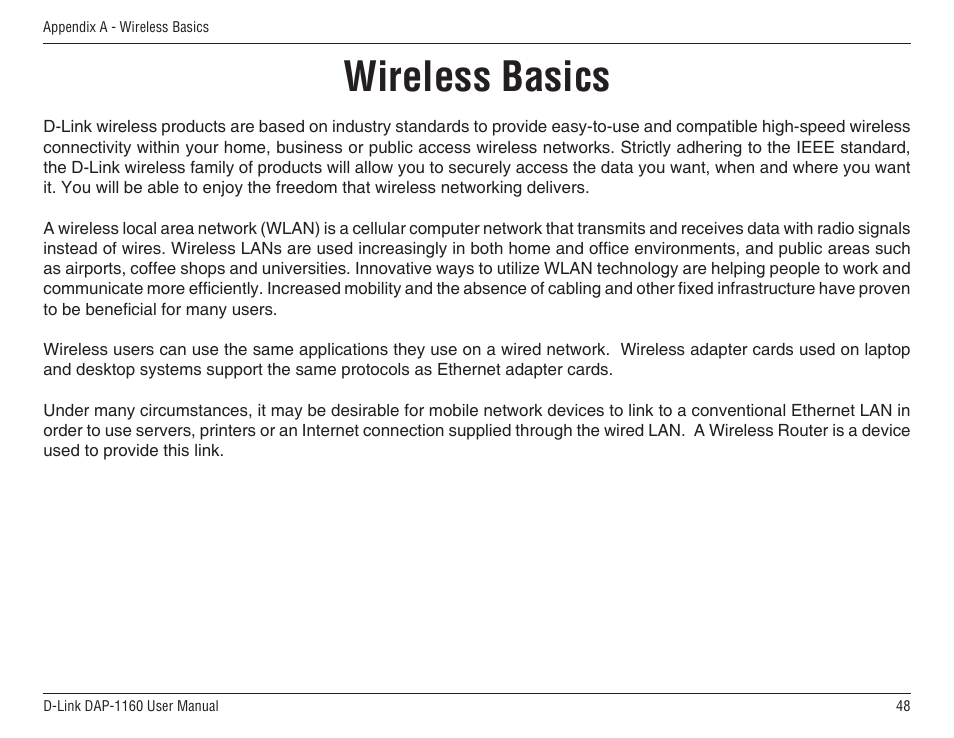 Wireless basics | D-Link DAP-1160 User Manual | Page 48 / 59