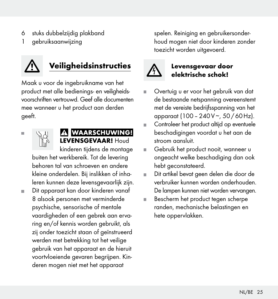 Veiligheidsinstructies | Livarno Z31357 User Manual | Page 25 / 32