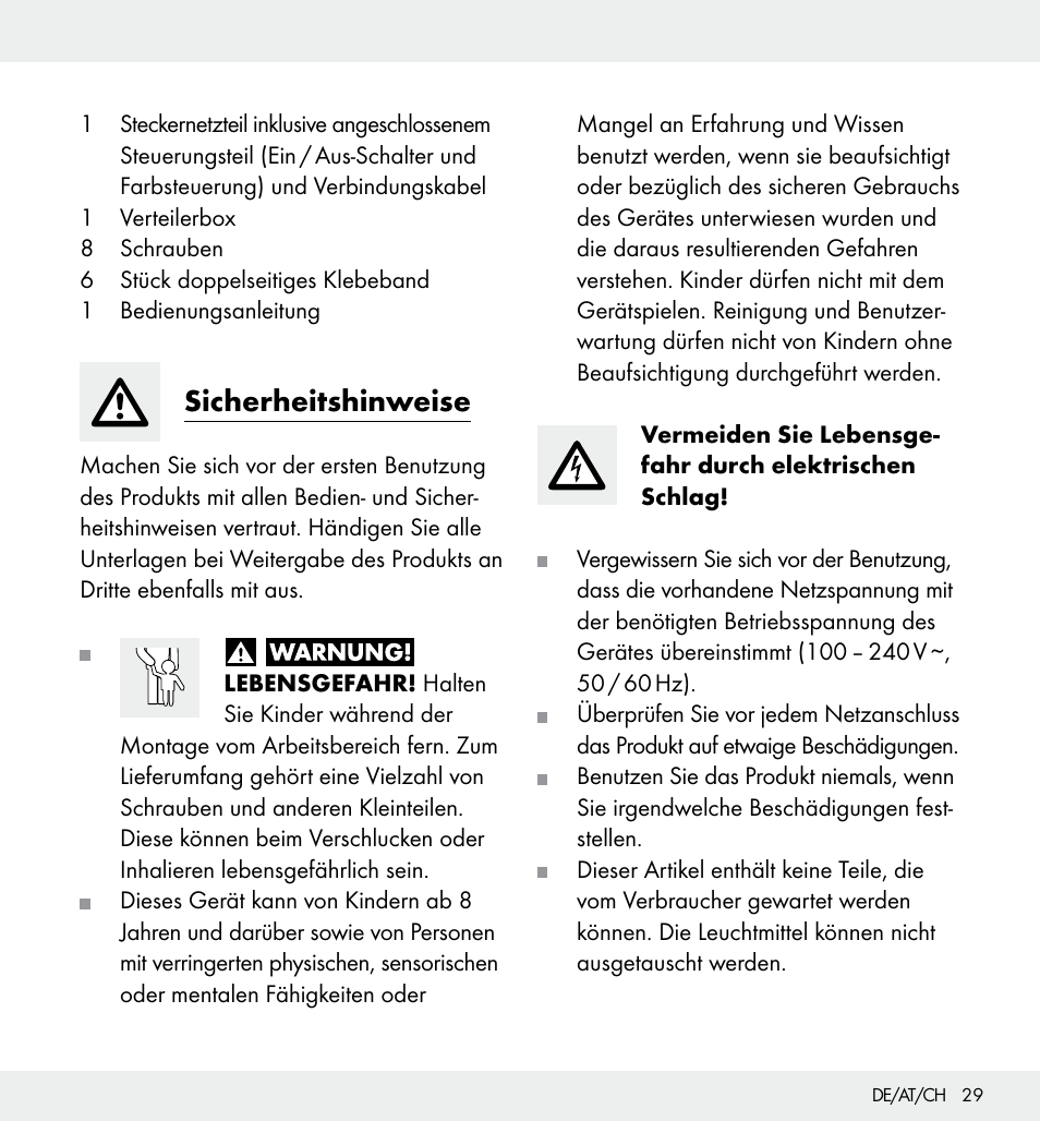 Sicherheitshinweise | Livarno Z31357 User Manual | Page 29 / 32