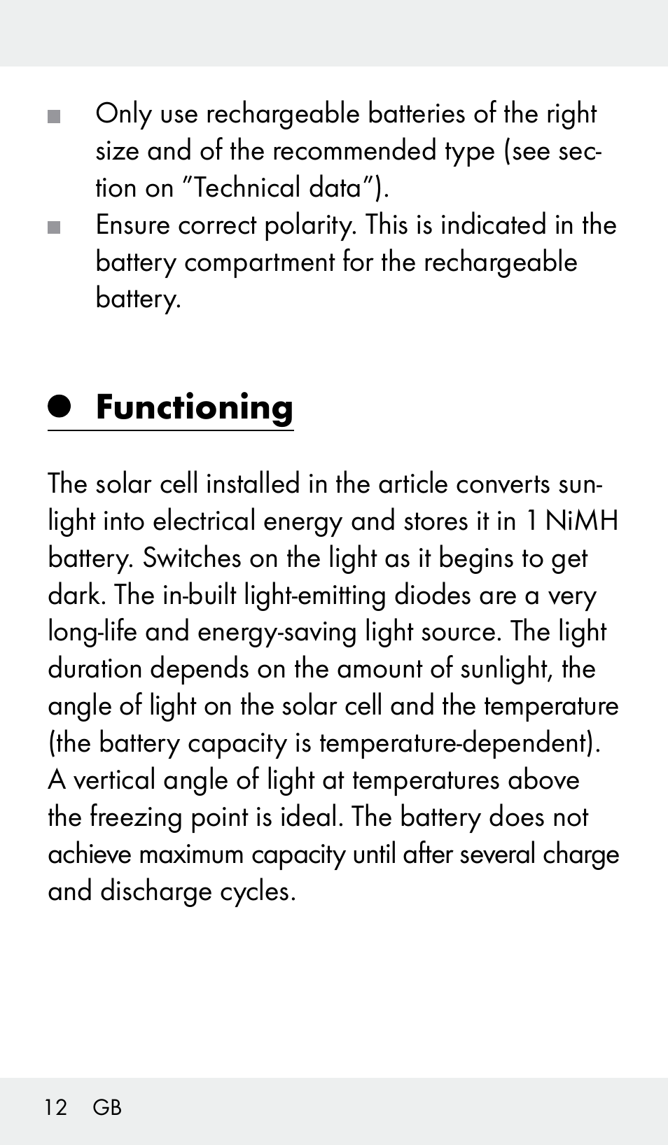Functioning | Livarno Z31390 User Manual | Page 12 / 62