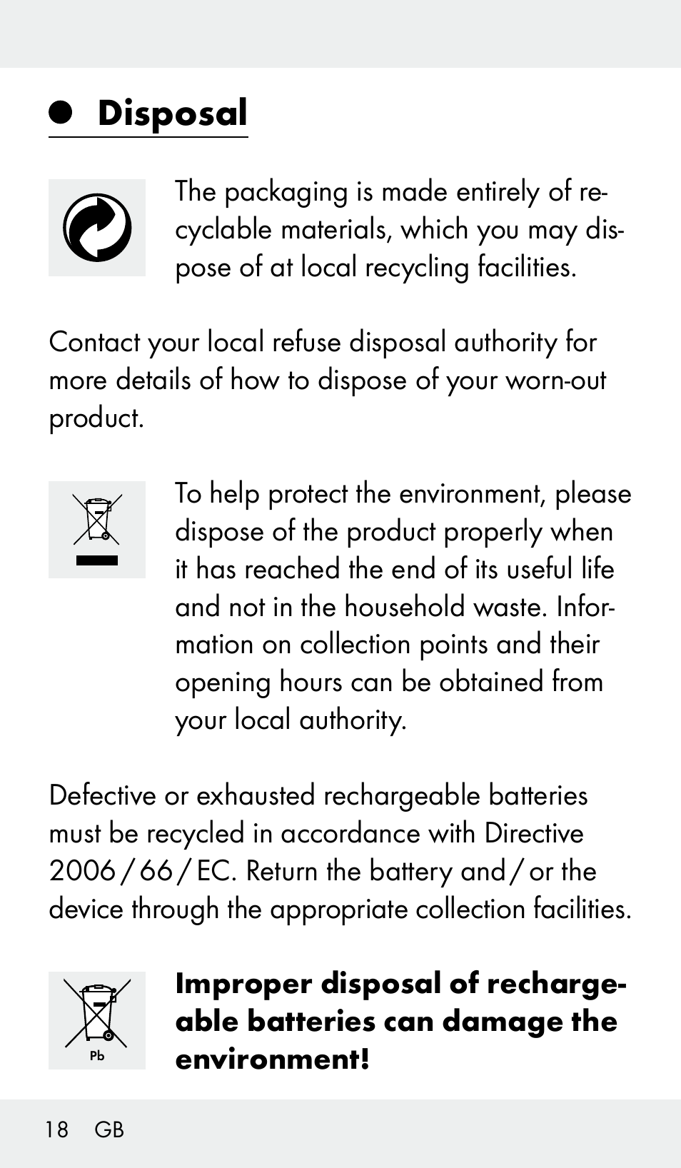 Disposal | Livarno Z31390 User Manual | Page 18 / 62