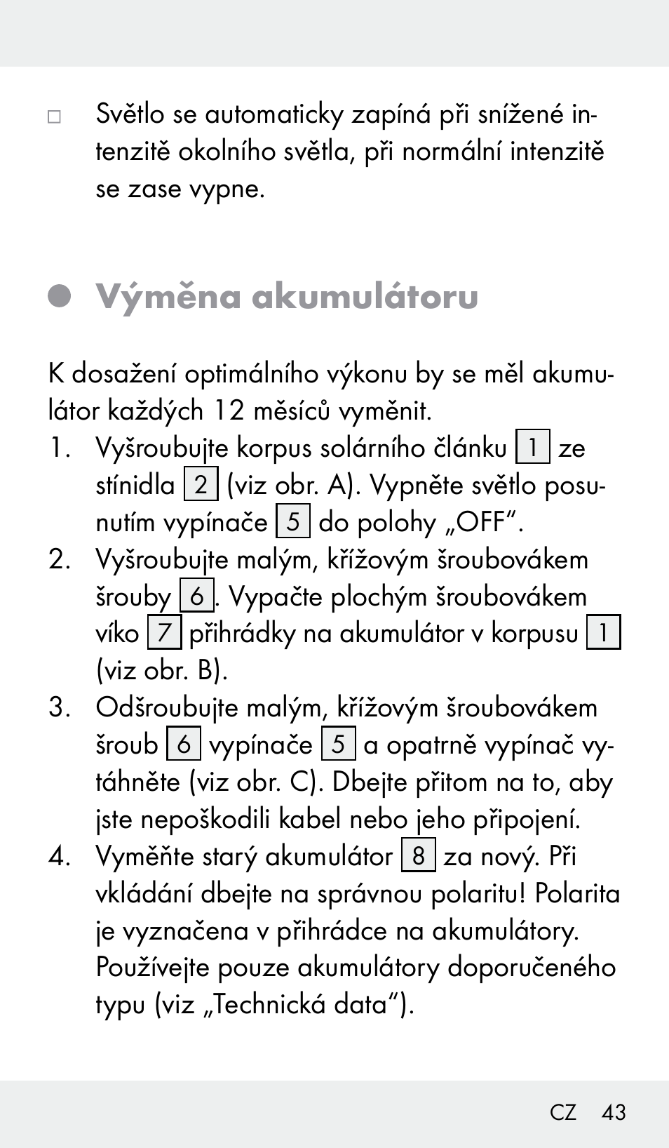 Výměna akumulátoru | Livarno Z31390 User Manual | Page 43 / 62