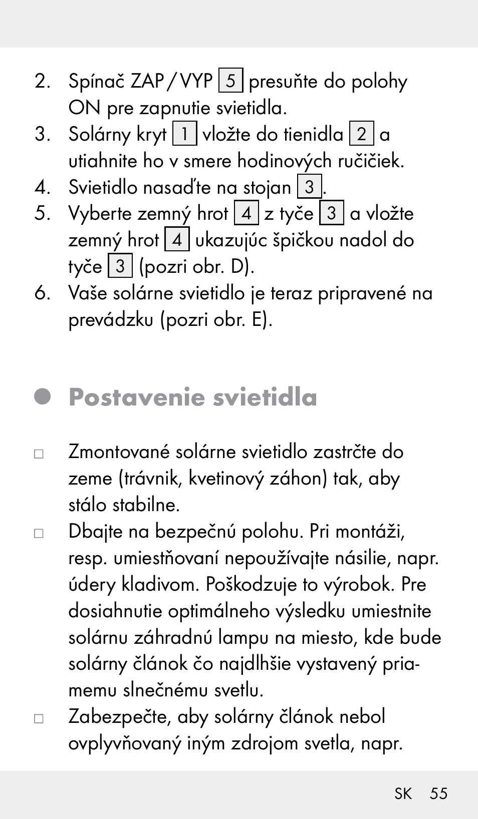 Postavenie svietidla | Livarno Z31390 User Manual | Page 55 / 62