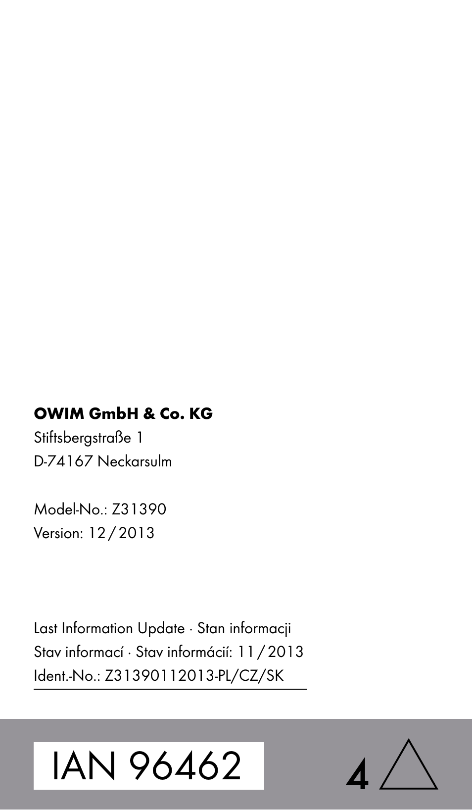 Livarno Z31390 User Manual | Page 62 / 62