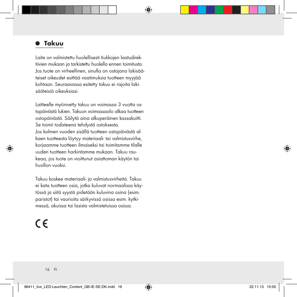 Takuu | Livarno Z31124A/Z31124B User Manual | Page 16 / 47