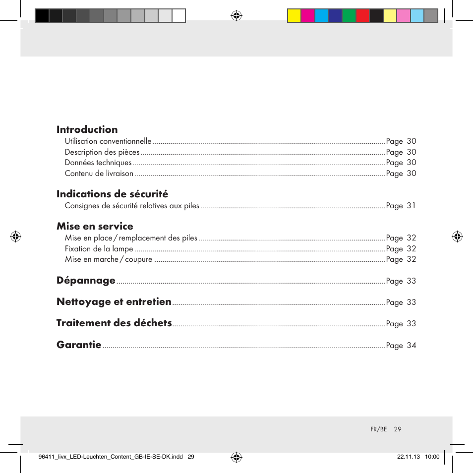 Introduction, Indications de sécurité, Mise en service | Dépannage, Nettoyage et entretien, Traitement des déchets, Garantie | Livarno Z31124A/Z31124B User Manual | Page 29 / 47