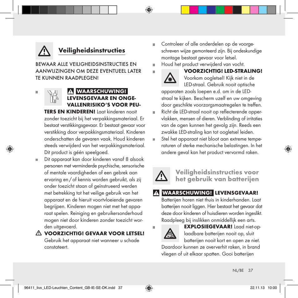 Veiligheidsinstructies | Livarno Z31124A/Z31124B User Manual | Page 37 / 47