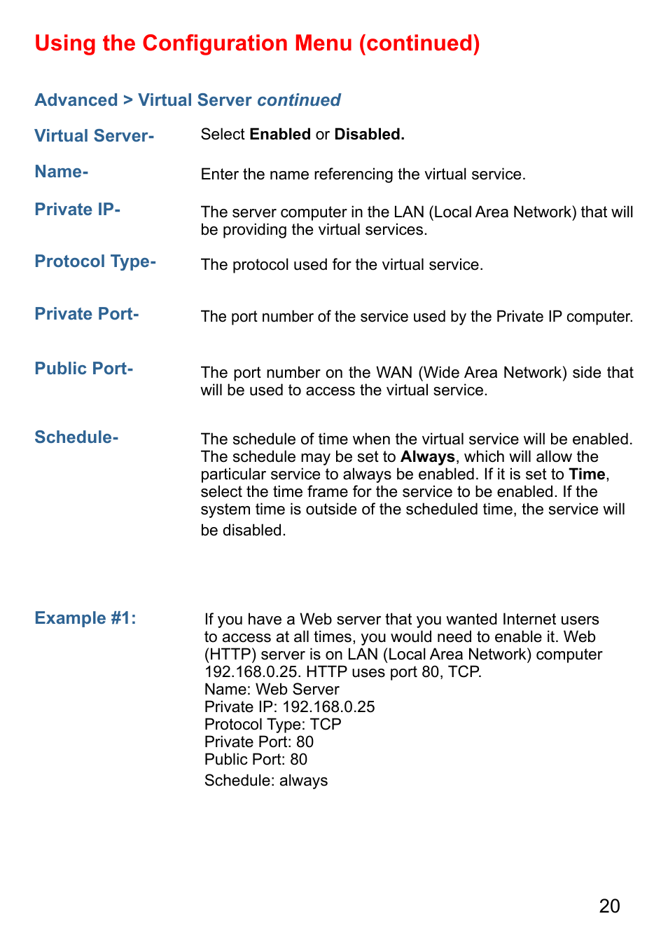 Using the conﬁguration menu (continued) | D-Link AirPlus DI-524 User Manual | Page 20 / 95