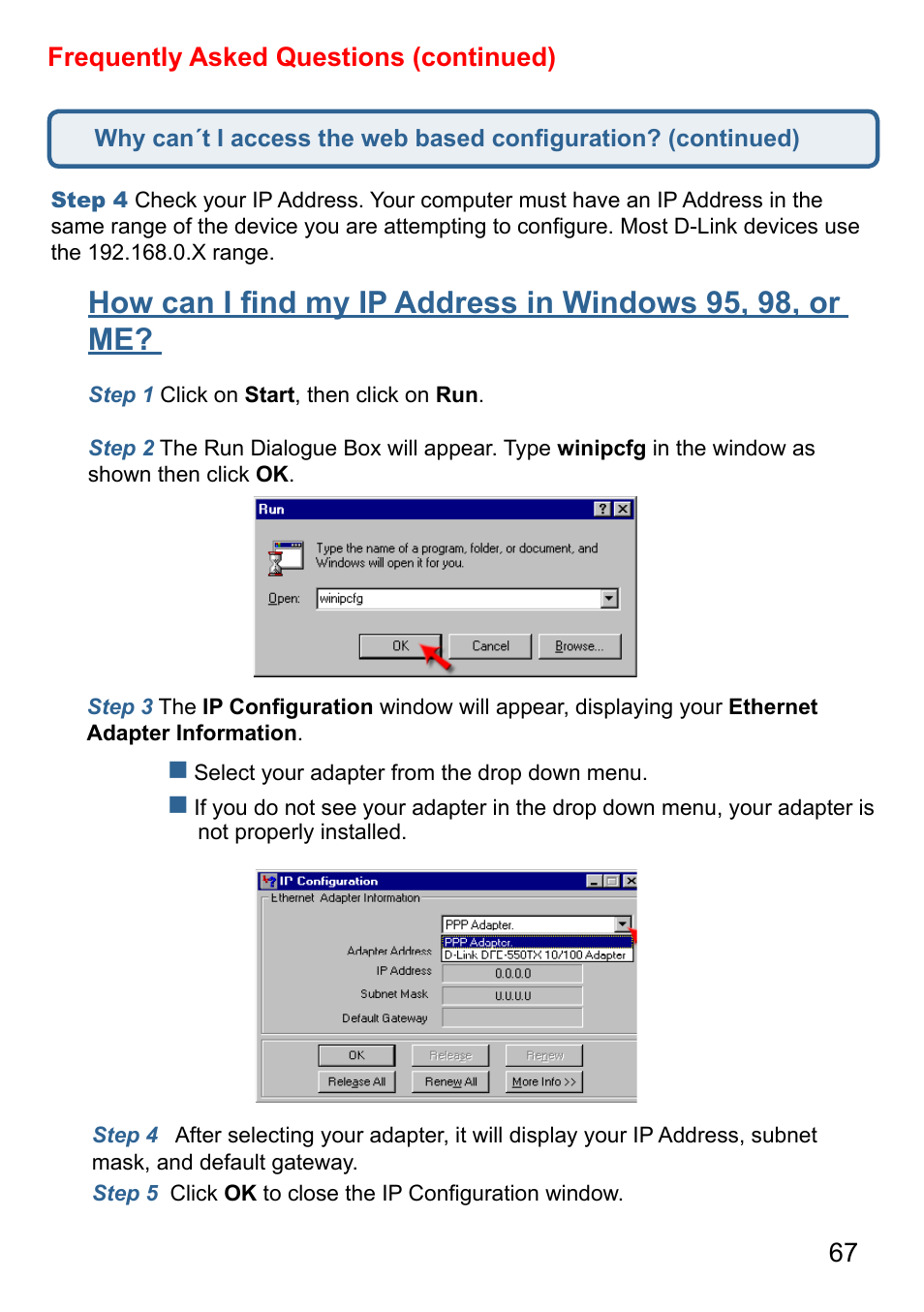 67 frequently asked questions (continued) | D-Link AirPlus DI-524 User Manual | Page 67 / 95