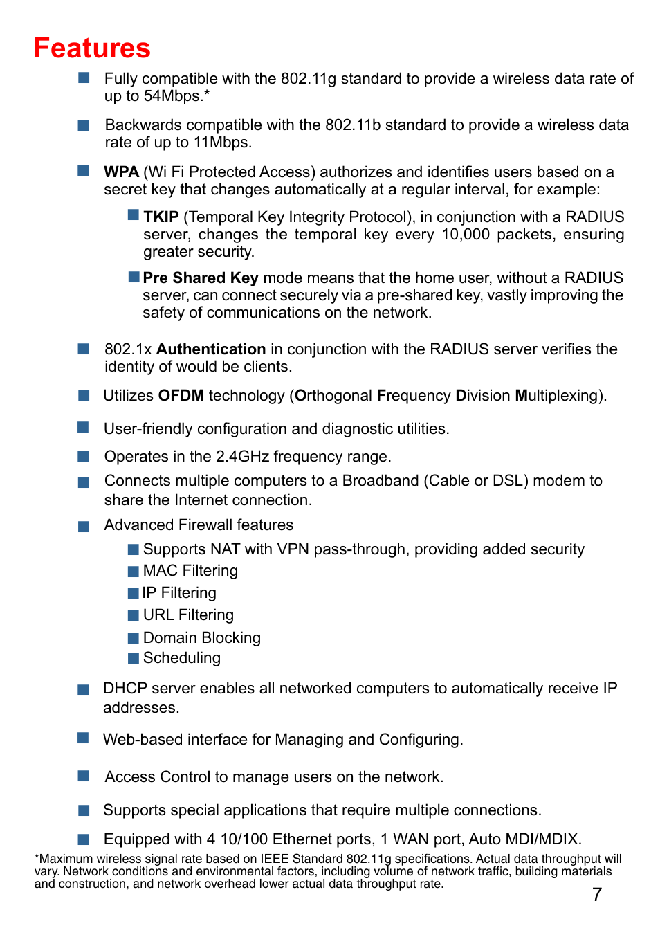 Features | D-Link AirPlus DI-524 User Manual | Page 7 / 95