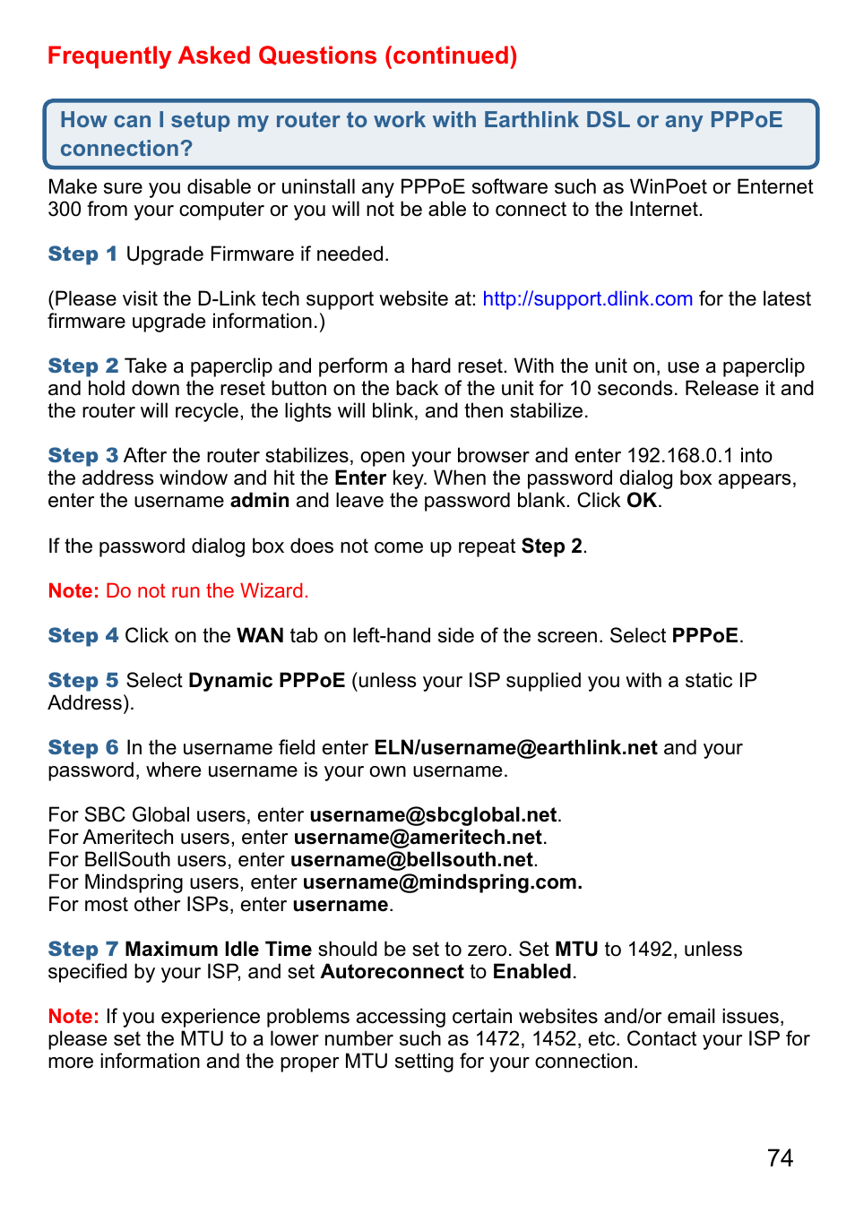 74 frequently asked questions (continued) | D-Link AirPlus DI-524 User Manual | Page 74 / 95