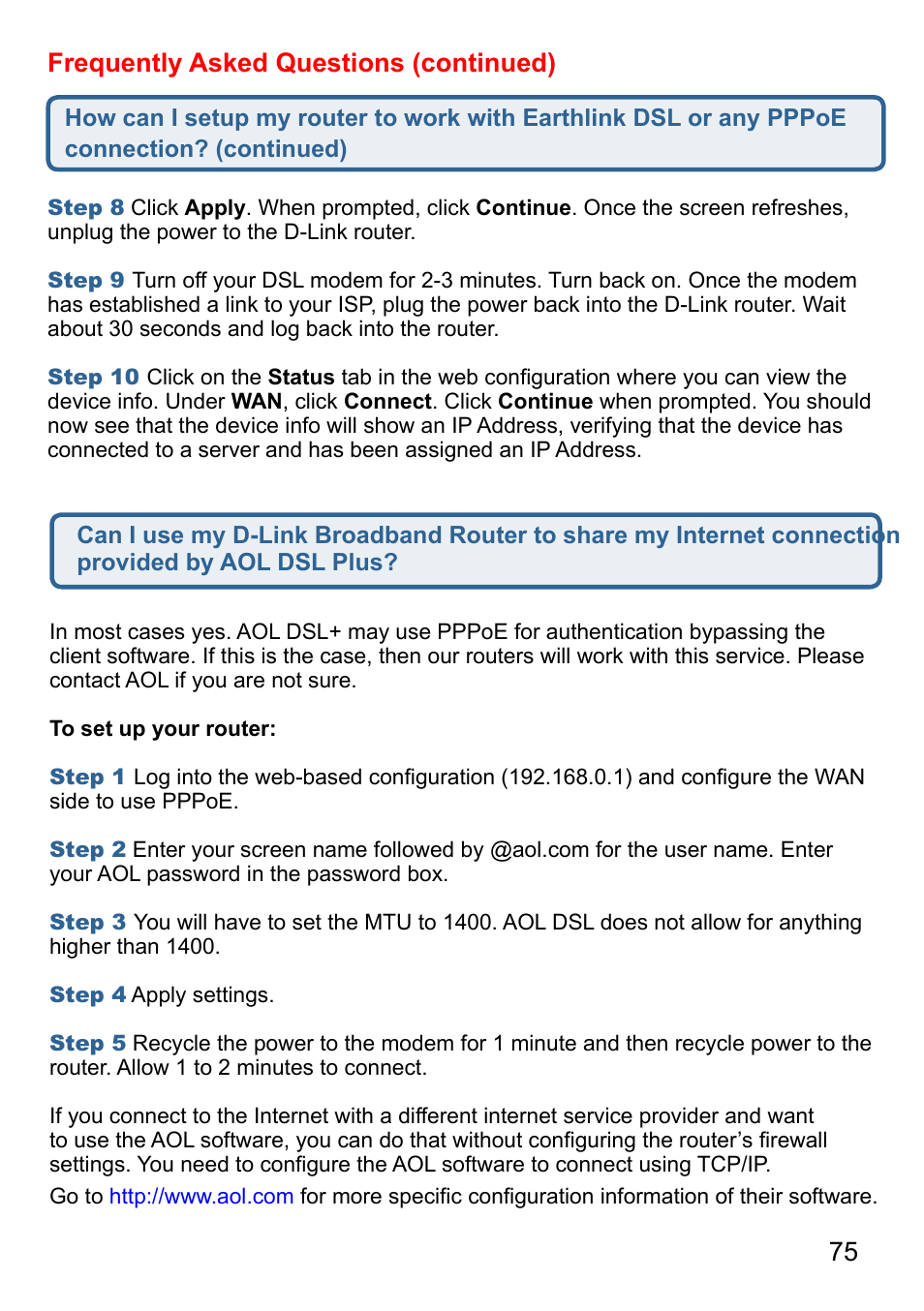 Frequently asked questions (continued) | D-Link AirPlus DI-524 User Manual | Page 75 / 95