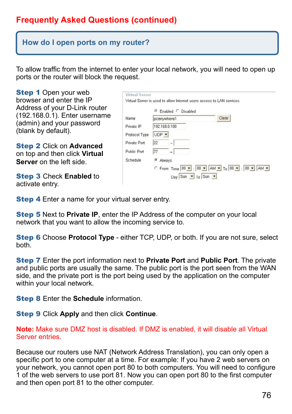 76 frequently asked questions (continued) | D-Link AirPlus DI-524 User Manual | Page 76 / 95
