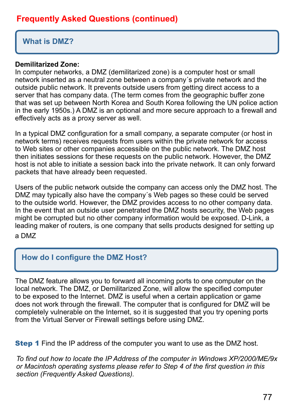 77 frequently asked questions (continued) | D-Link AirPlus DI-524 User Manual | Page 77 / 95
