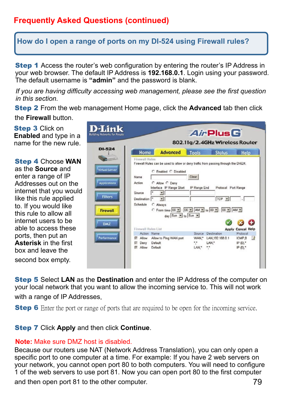 79 frequently asked questions (continued) | D-Link AirPlus DI-524 User Manual | Page 79 / 95