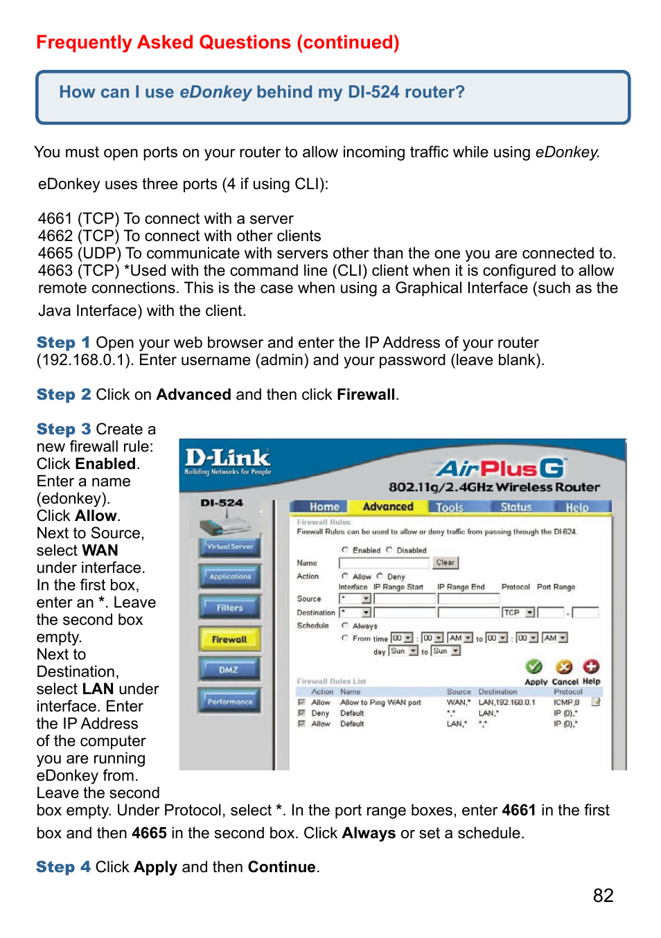 Frequently asked questions (continued) | D-Link AirPlus DI-524 User Manual | Page 82 / 95