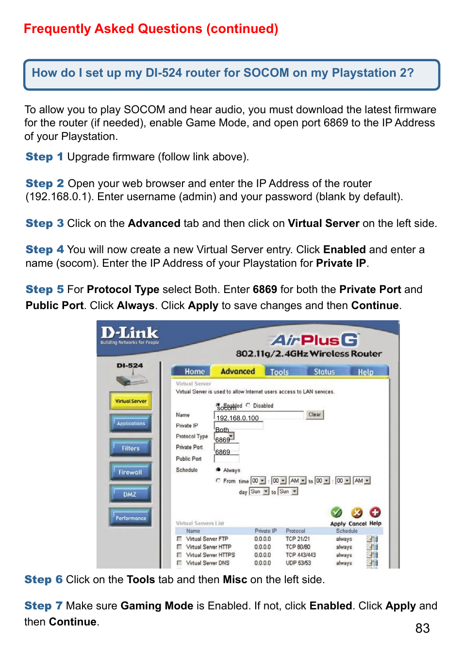 83 frequently asked questions (continued) | D-Link AirPlus DI-524 User Manual | Page 83 / 95