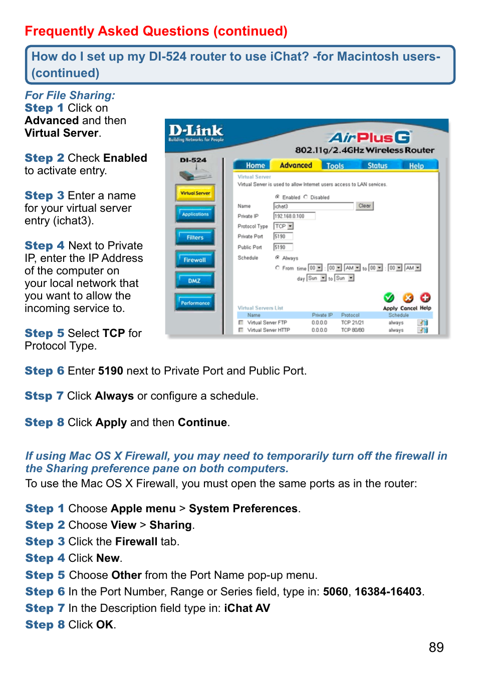 89 frequently asked questions (continued) | D-Link AirPlus DI-524 User Manual | Page 89 / 95