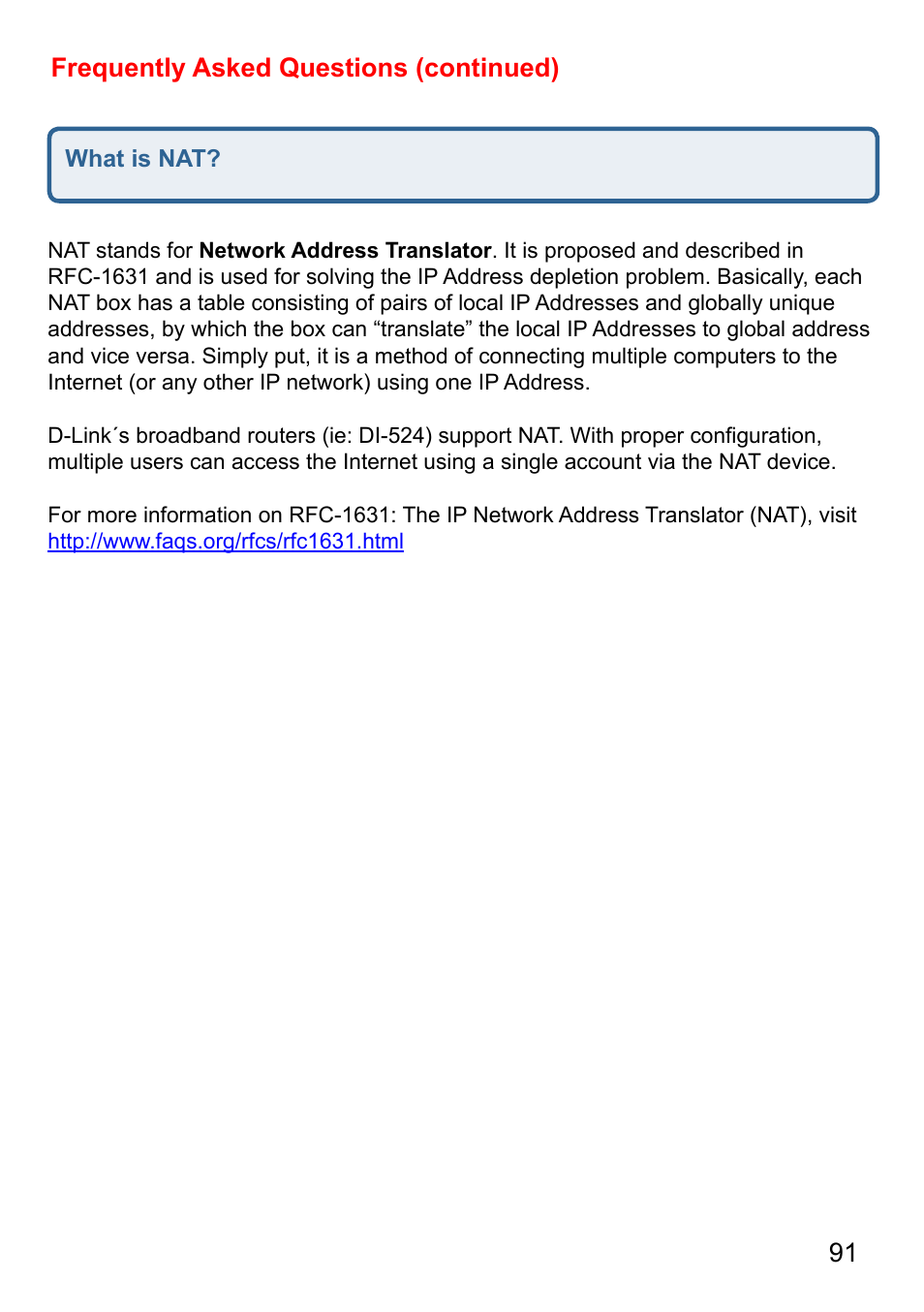 Frequently asked questions (continued) | D-Link AirPlus DI-524 User Manual | Page 91 / 95