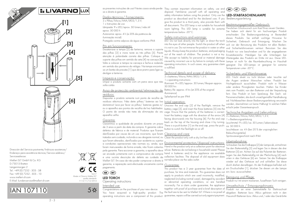 Livarno LED TORCH User Manual | Page 2 / 3