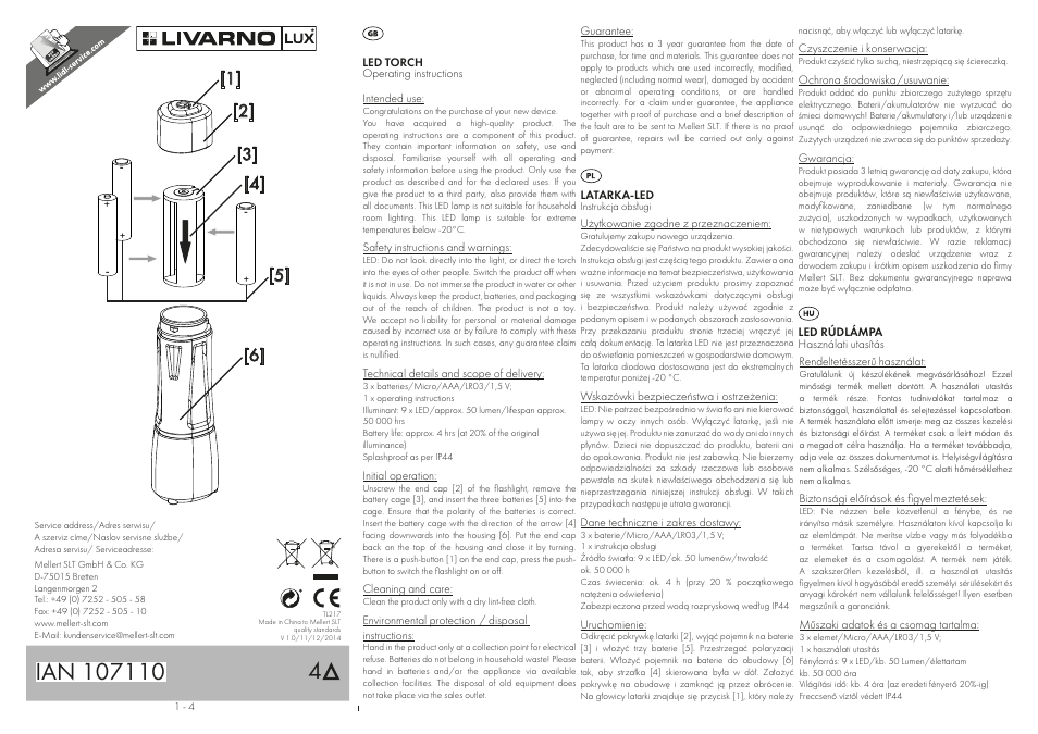 Livarno LED TORCH User Manual | 4 pages