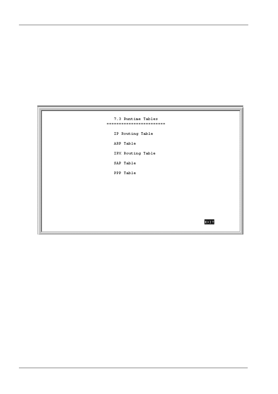 Runtime tables, Ip routing table | D-Link DI-1162M User Manual | Page 97 / 140