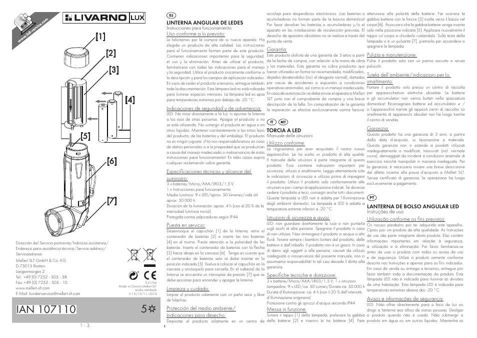 Livarno LED ANGLED TORCH User Manual | 3 pages