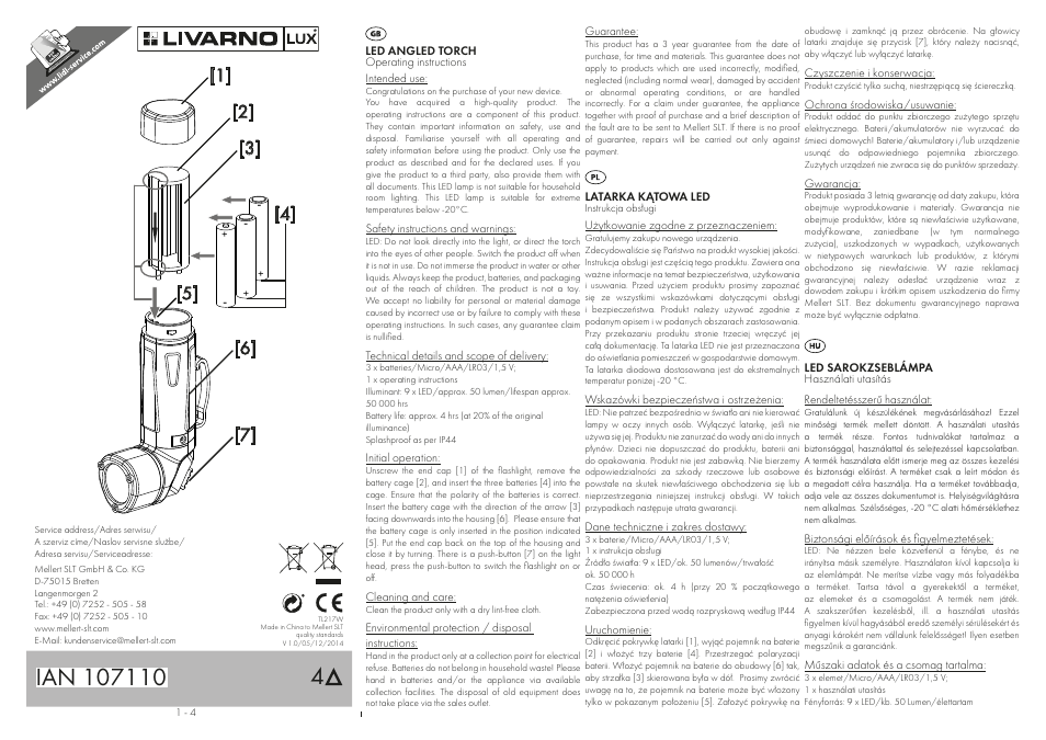 Livarno LED ANGLED TORCH User Manual | 4 pages