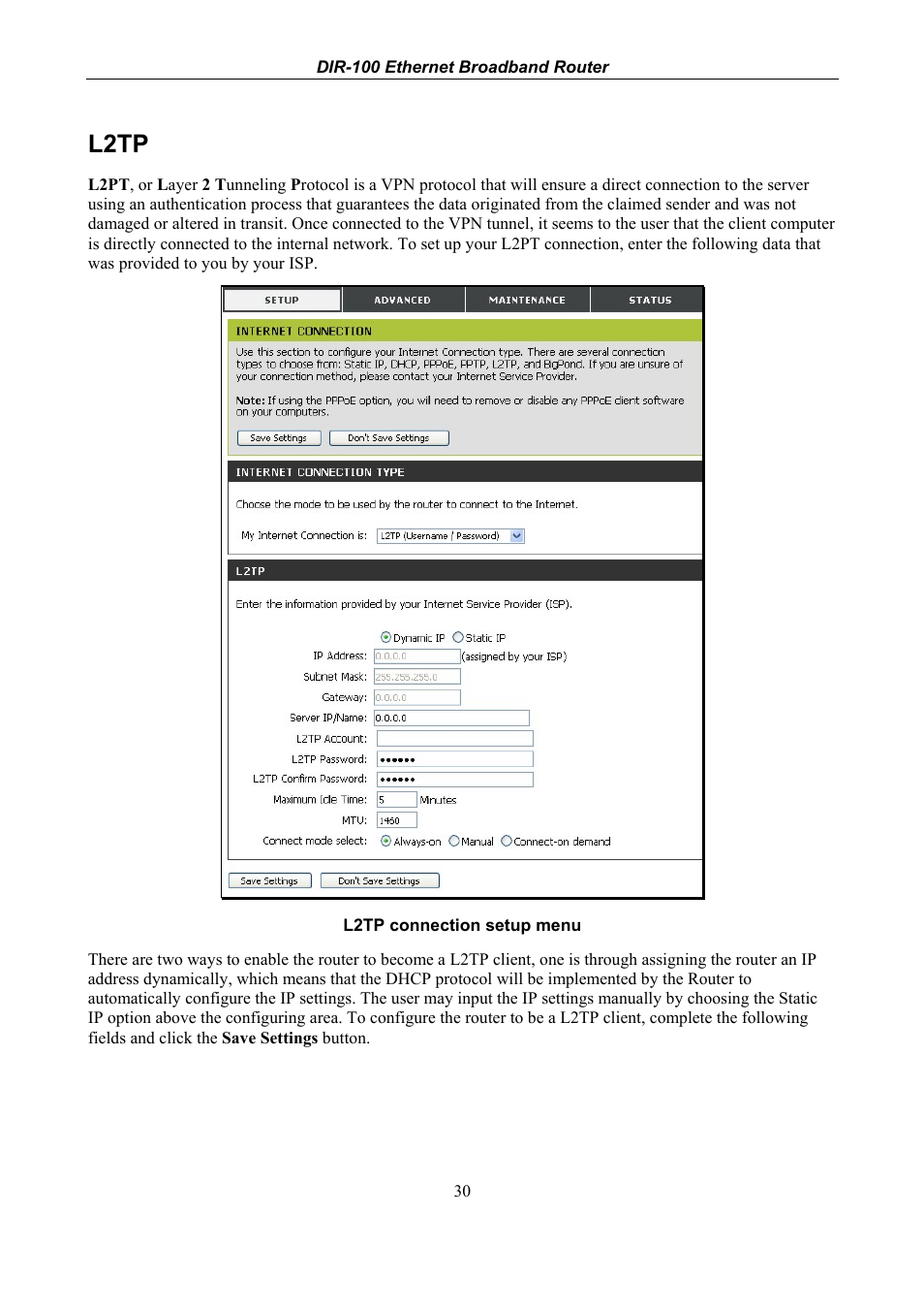 L2tp | D-Link DIR-100 User Manual | Page 36 / 70