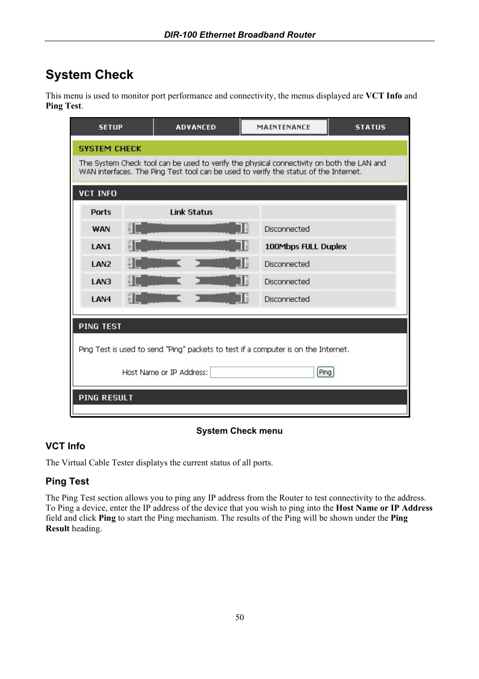 System check | D-Link DIR-100 User Manual | Page 56 / 70