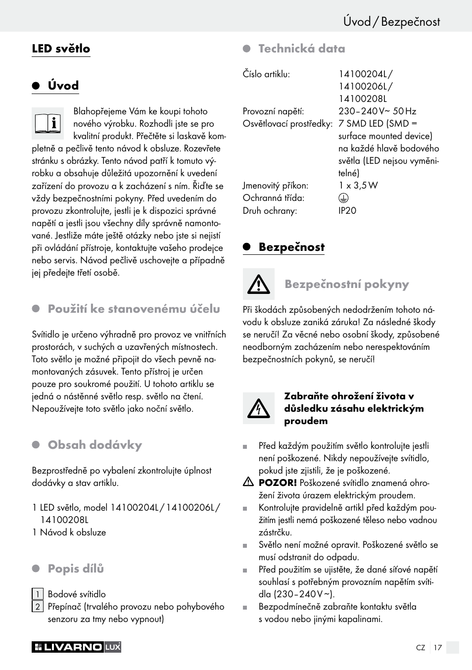 Livarno 14100204L /14100206L / 14100208L User Manual | Page 17 / 29