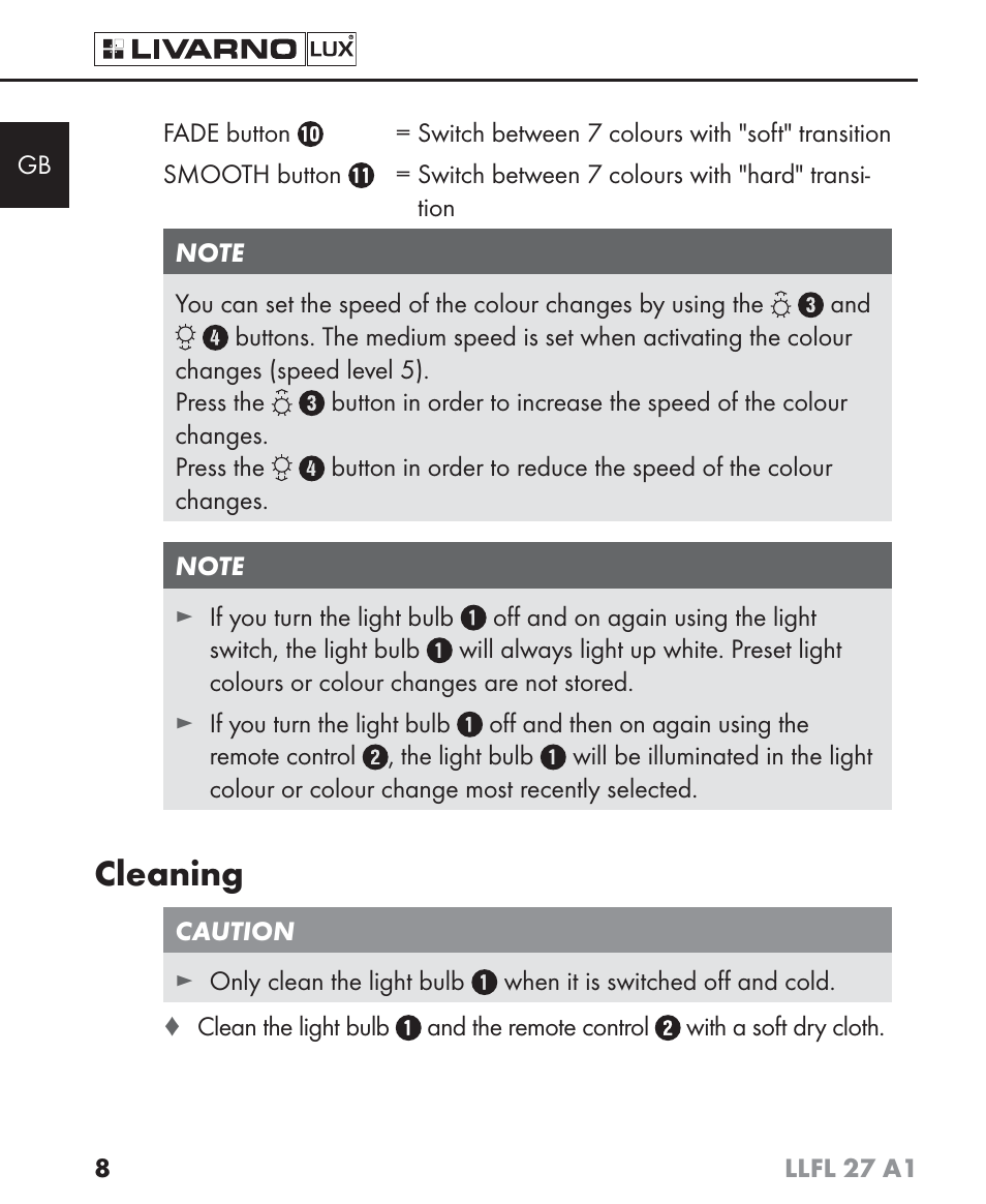 Cleaning | Livarno LLFL 27 A1 User Manual | Page 11 / 54