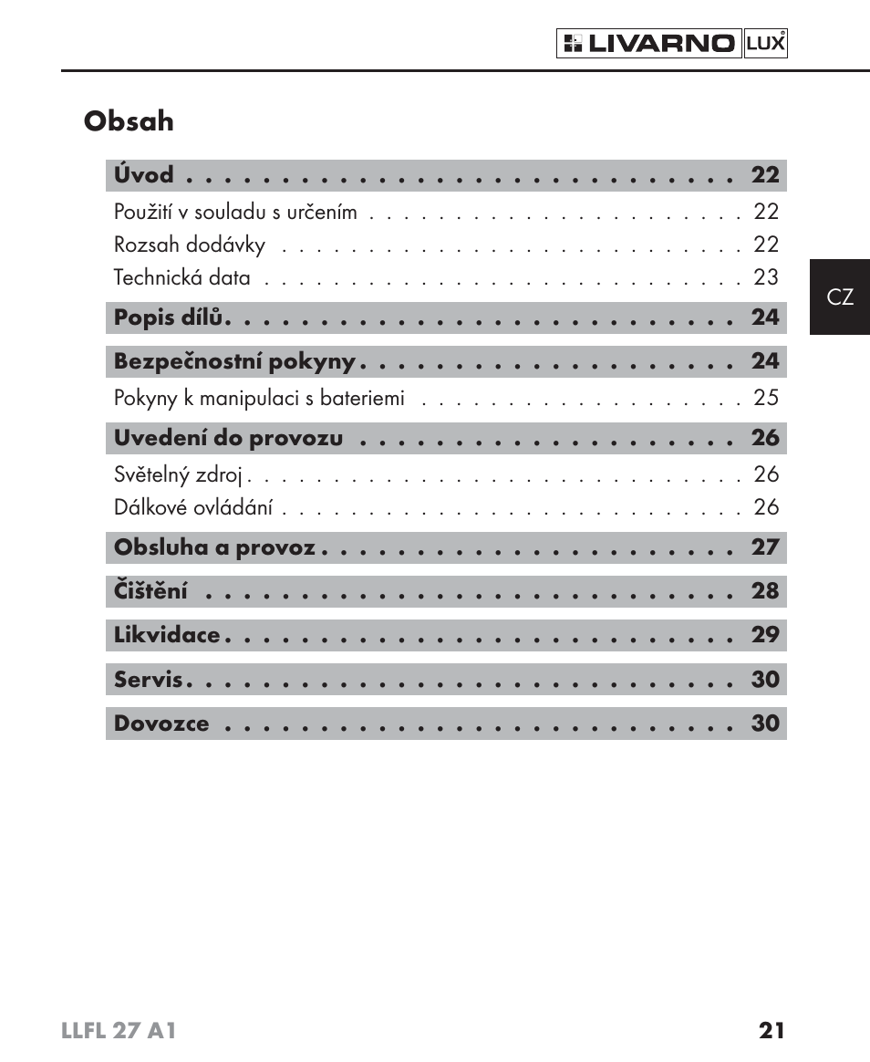 Livarno LLFL 27 A1 User Manual | Page 24 / 54