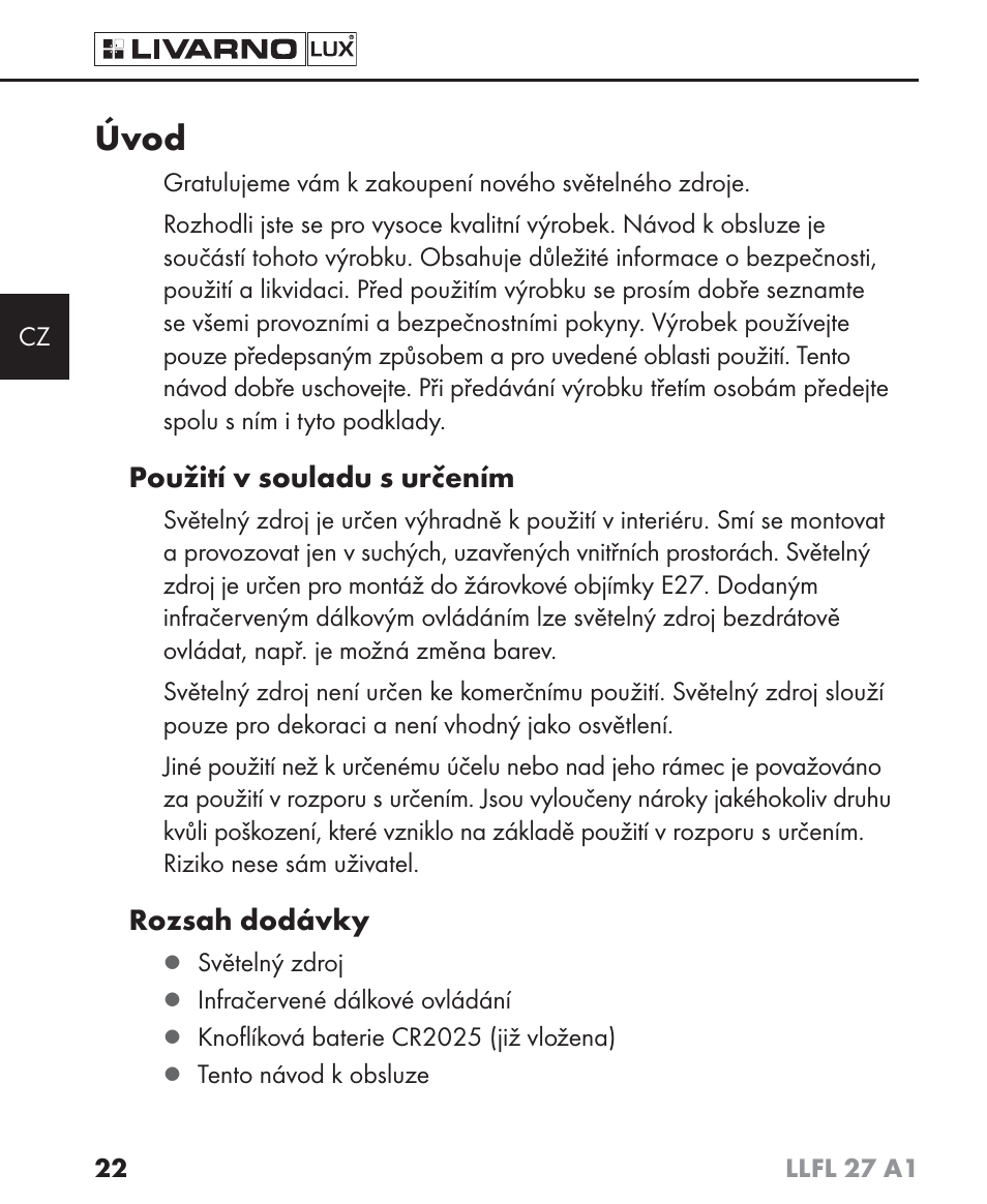 Úvod | Livarno LLFL 27 A1 User Manual | Page 25 / 54