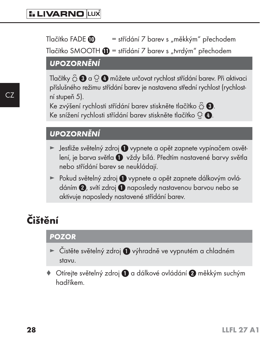 Čištění | Livarno LLFL 27 A1 User Manual | Page 31 / 54