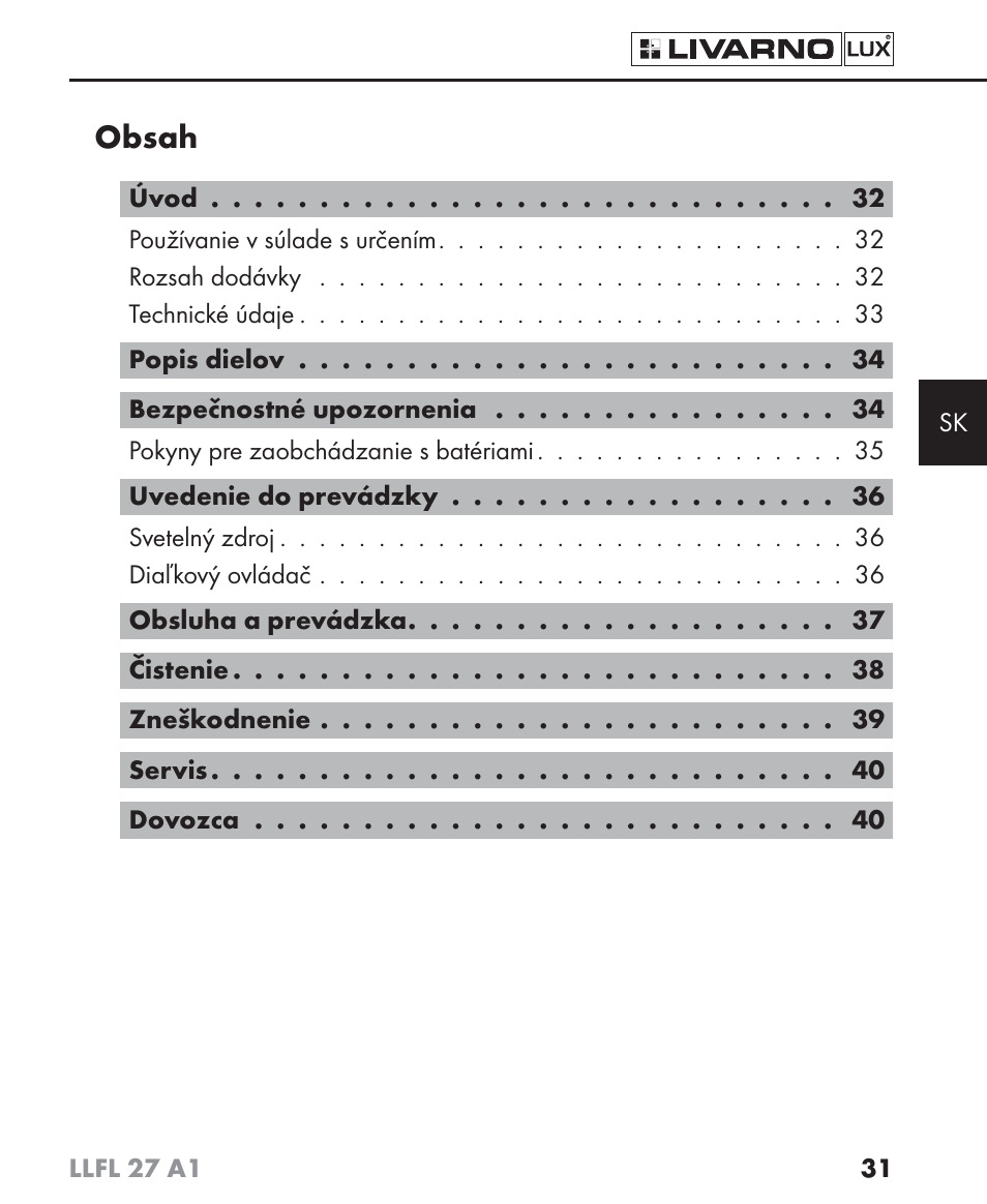 Livarno LLFL 27 A1 User Manual | Page 34 / 54