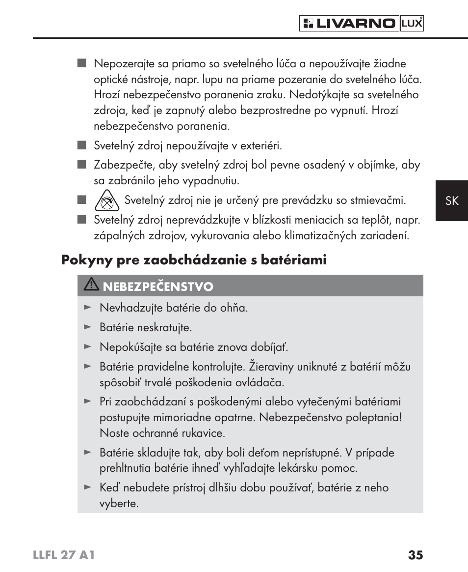 Livarno LLFL 27 A1 User Manual | Page 38 / 54