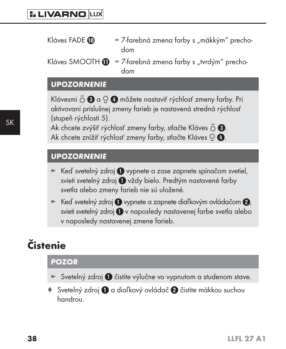 Čistenie | Livarno LLFL 27 A1 User Manual | Page 41 / 54